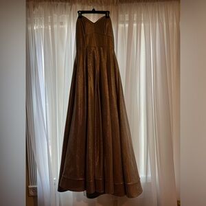 strapless rose gold gown